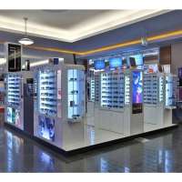 OEM Custom Baking Painted Glossy Shopping Center Sunglasses Display Kiosk Showcase Eyewear Retail Stand Kiosk